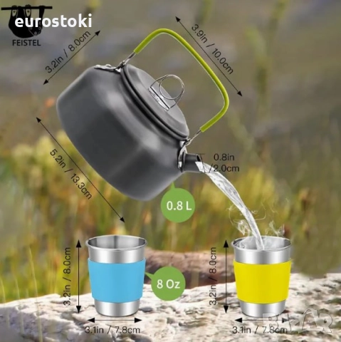 Комплект къмпинг тенджери Forest tales GT-308, 15 части, незалепващо покритие, за 2 души, 13x19x19 , снимка 9 - Газови котлони - 52856689