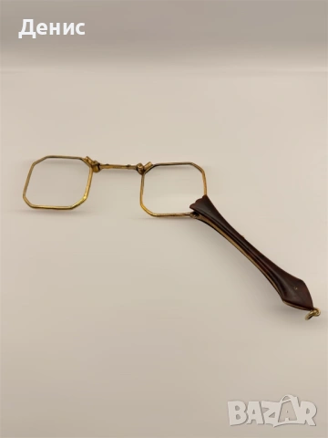 Сгъваеми очила (лорнет) – костенурка, 14K позлата, рядка квадратна форма, снимка 4 - Слънчеви и диоптрични очила - 53214911