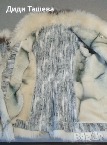 Палто от телешка кожа със сребърна лисица , снимка 7 - Палта, манта - 50842492