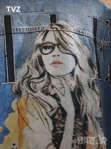 Дънково широко яке с рисунка на гърба , снимка 5 - Якета - 38721449