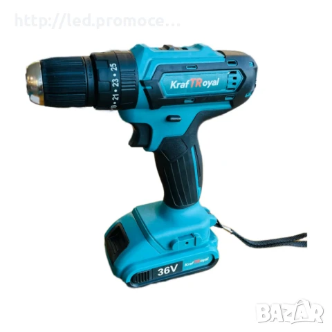 Акумулаторен Ударен Винтоверт Kraft Royal 36V с две батерии 8 Ah. + 25 части в куфар, снимка 4 - Винтоверти - 50477651