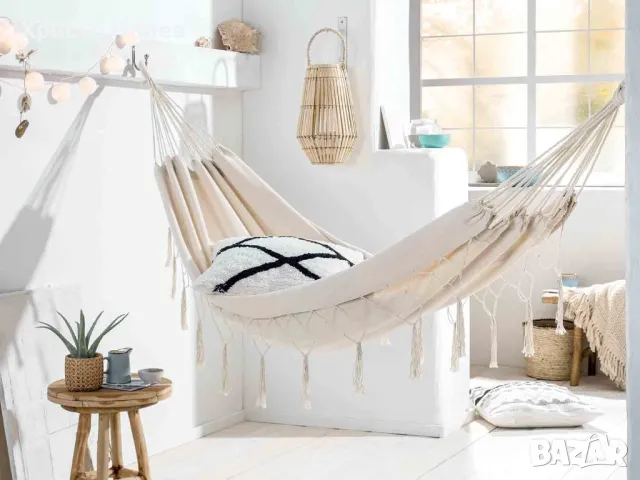 Хамак в бохо визия с декоративни ресни до 100кг, снимка 2 - Градински мебели, декорация  - 48581099