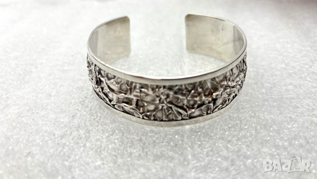 Абстрактна Сребърна Гривна (проба 925)- 30,73 гр., уникална ръчна изработка, снимка 6 - Гривни - 53339479