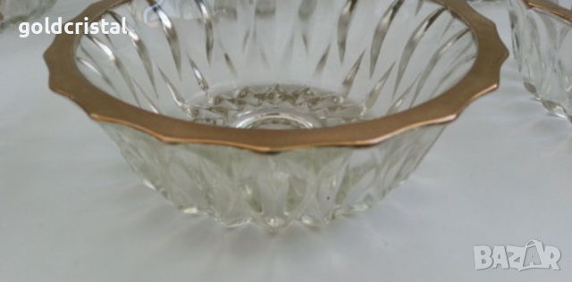 Ретро кристални купички с златен кант, снимка 5 - Антикварни и старинни предмети - 16642081