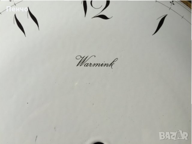стар емайлиран циферблат от стенен/паркетен/ часовник "Warmink", снимка 4 - Стенни часовници - 34923495