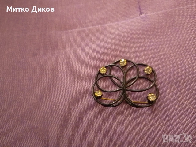 Антична винтидж брожка стил Арт Нуво с 5 камъка не я лови магнит