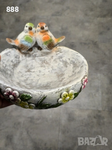 декорация циментова с птички, снимка 2 - Градински мебели, декорация  - 53293912