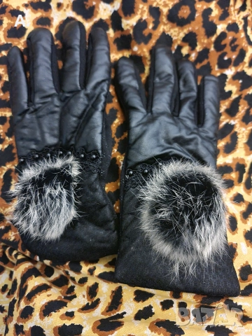 Дамски елегантни ръкавици с пух, 1път носени