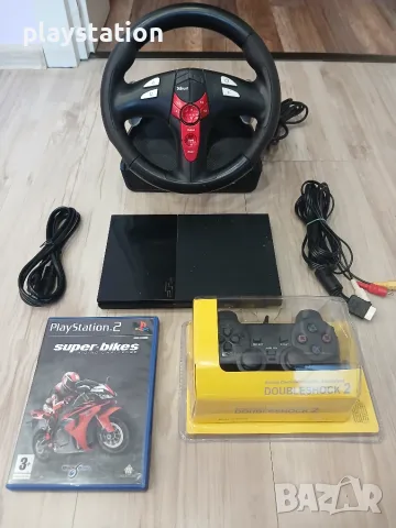 Топ Комплект PlayStation 2 (PS2 Slim) с Волан Trust, Нов Джойстик и Игра