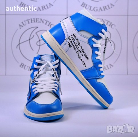 Nike Air Jordan 1 Off-White University Blue, снимка 4 - Маратонки - 36013219