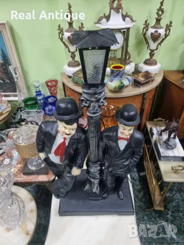 Страхотна голяма антикварна фигура статуетка лампа , снимка 8 - Статуетки - 49105323