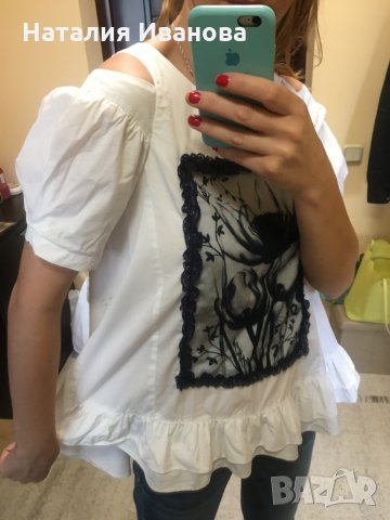 Ефирна бяла памучна блуза, снимка 6 - Корсети, бюстиета, топове - 29174304