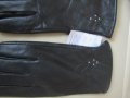  Черни дамски кожени ръкавици с подплата от естествена кожа,, снимка 1
