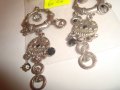 СТАРИ ОСМАНСКИ МЕДНИ ПОСРЕБРЕНИ НАКИТИ ВИСУЛКИ ОБЕЦИ с КРИСТАЛИ 72371, снимка 3