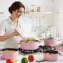 Cheffinger - Розов комплект тенджери, с мраморно покритие, здравословно готвене без залепване, снимка 3