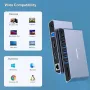 Нов 12-в-1 USB 3.0 докинг станция с двоен HDMI дисплей 6*USB порта SD TF четец, снимка 6
