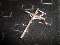 СТАРО СРЕБРИСТО РАЗПЯТИЕ НАГРЪДНО КРЪСТ с КРИСТАЛИ 3859, снимка 6