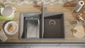 Сив гранитна мивка с две корита за вграждане под плот Лондон 80 Twin 760 x 470 мм, снимка 6