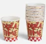 Хартиени парти чаши червени на каре „Pizza Time“ 240 мл – 12 бр., снимка 2