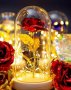 Вечна роза в стъкленица с LED светлина , снимка 1 - Изкуствени цветя - 43701329