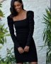 Нови! Дамска черна зимна рокля фино плетиво с дълъг ръкав S-XL, снимка 2
