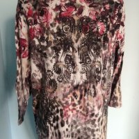 Памучна брандова блуза с декорации и 7/8 ръкави "Gerry Weber" / голям размер , снимка 2 - Блузи с дълъг ръкав и пуловери - 39724715