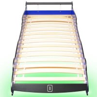 Детско легло “състезателна кола“, LED лента, 90x200 cм, синьо, снимка 4 - Мебели за детската стая - 40270512