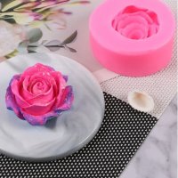 3D Едра роза на пъпка с притворени листа силиконов молд форма фондан гипс сапун свещ декор, снимка 1 - Форми - 42069387