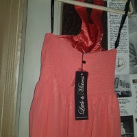 Официална дамска рокля цвят корал, нова марка Little Mistress London,размер uk 10,EU 38, снимка 6 - Рокли - 39392531