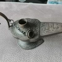 Стара бронзова ислямска маслена лампа 18 - 19 век. , снимка 2 - Антикварни и старинни предмети - 32065067