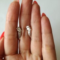 Сребърни обеци с цирконий - сребро проба 925 , снимка 2 - Обеци - 37957190
