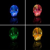 Хелоуин фенер/ череп, Двустранна цветна LED светлина, 9,5 см, снимка 2 - Други - 42367399