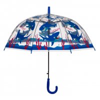 Чадър за дъжд, Акули , Автоматичен, Детски , 66 см, Прозрачен/ син, снимка 2 - Чадъри - 38479022