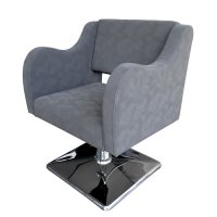 Луксозен фризьорски стол с мека гладка сива тапицерия A5000, снимка 1 - Фризьорски столове - 37424670