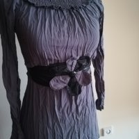Дамска сива блуза с паднали рамене, снимка 1 - Блузи с дълъг ръкав и пуловери - 29158986
