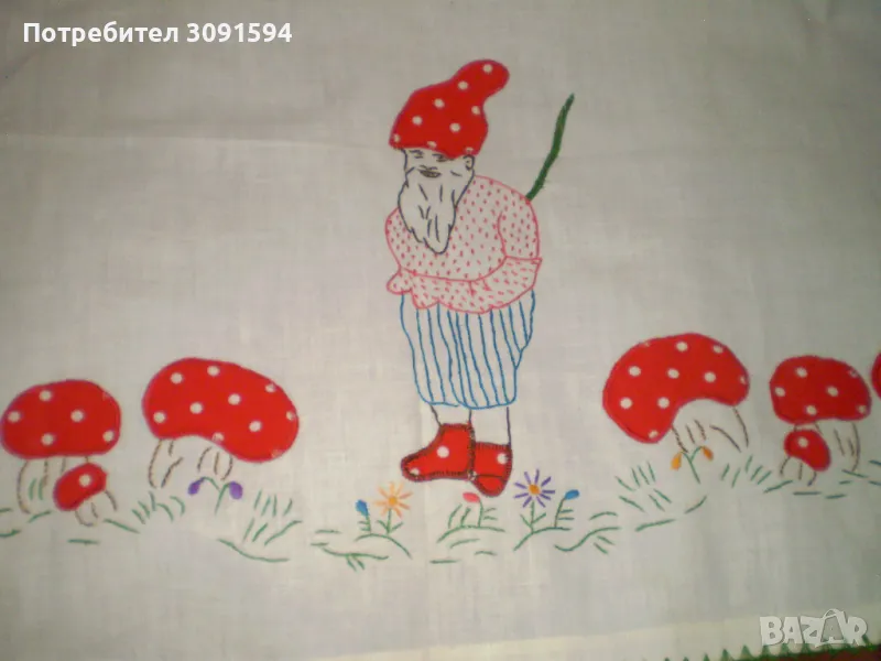 Старо ръчно бродивано перде ковьор, снимка 1