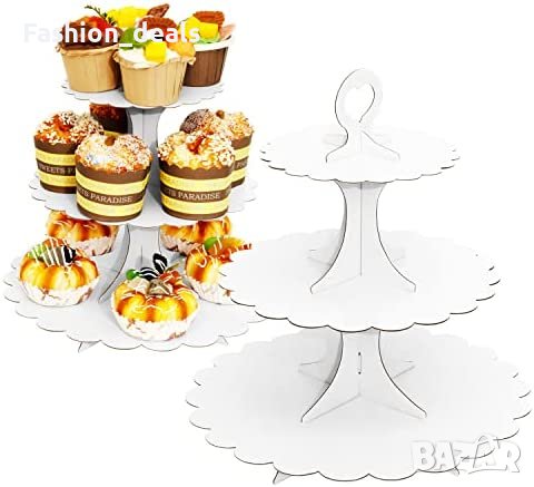 Нови 2 броя Поставка за кексчета Стойка мъфин кула за парти гости, снимка 1