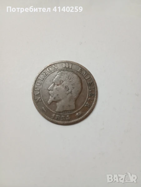 Франция монета 5 сантима 1854 г, снимка 1