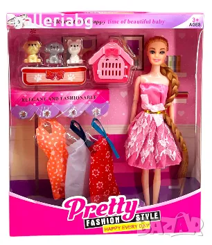 Кукла с домашни любимци и рокли , снимка 1