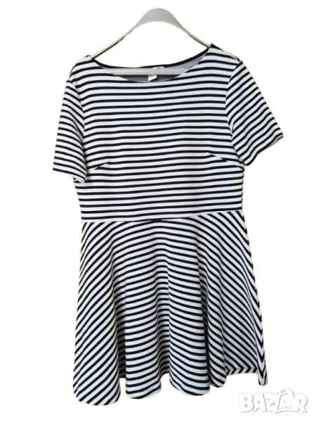 Дамска рокля на райета H&M, 62% памук, 13% полиамид, 2% еластан, L, снимка 1