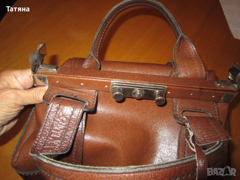 чанта  /ТИП- МЕДИЦИНСКА- межанизъм за заключване и ключе;кожени аксесоари;чанта -бамбук;Чанта МАNGO , снимка 1