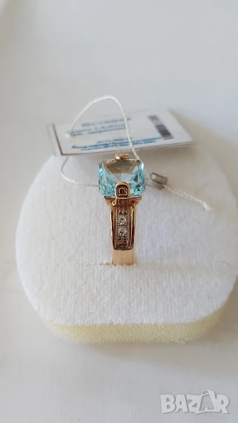 Руски златен пръстен с топаз, снимка 1