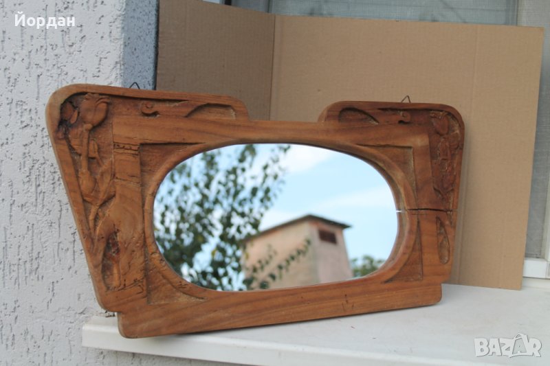 Стара дъбова рамка с огледало /1940 година/, снимка 1