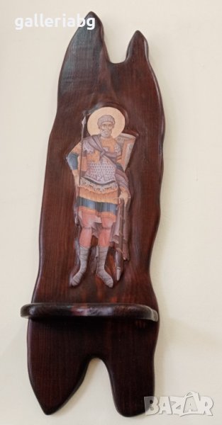 Икона Свети Мина от дърво с поставка , снимка 1