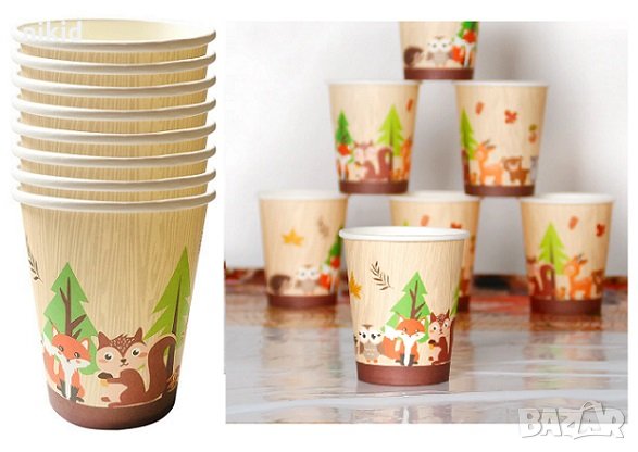 Горски животни 8 бр картонени чаши парти рожден ден, снимка 1