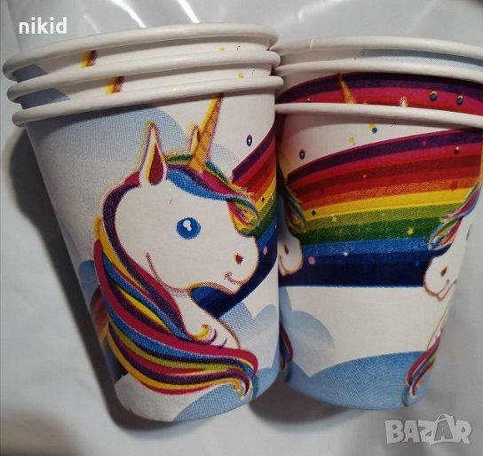 Вълшебният Еднорог unicorn 10 бр картонени чаши чашки парти рожден ден , снимка 1