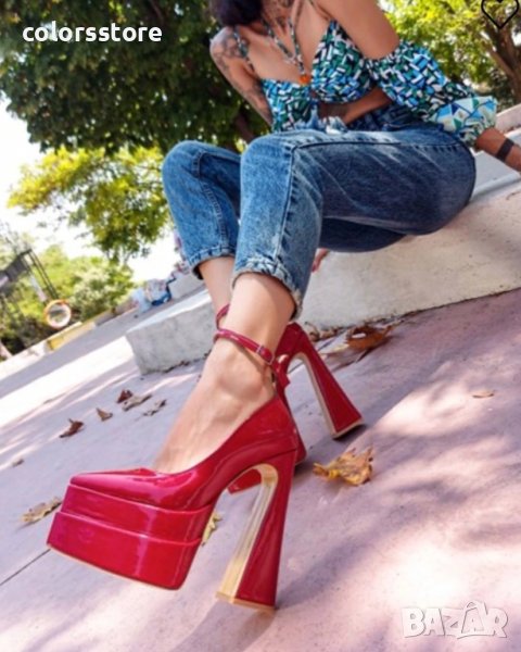 Обувки на ток - червен лак - VT2, снимка 1
