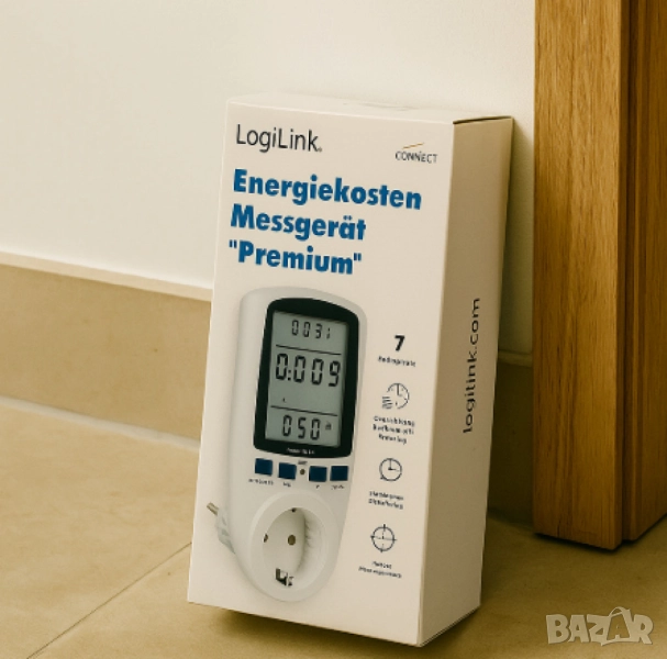 Енергометър LogiLink „Premium“ – измервател на разхода на електроенергия, снимка 1