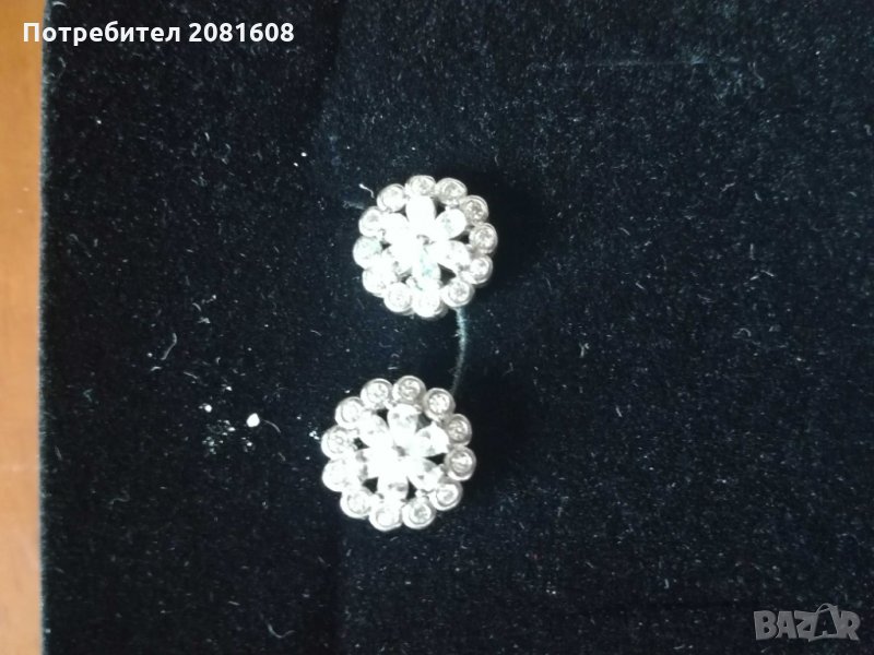 Сребърни обеци с цирконий, снимка 1