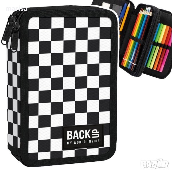 Оборудван несесер с два ципа Шахмат BackUP 093496, снимка 1